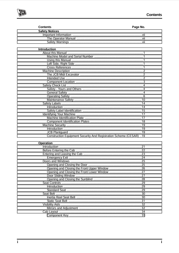 JCB 8085 ZTS Excavator Operator Manual PDF