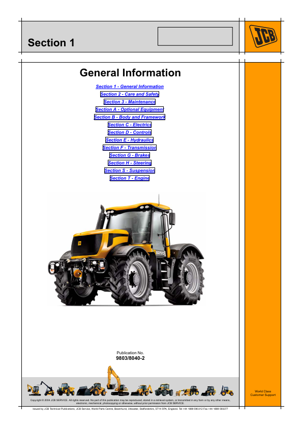 JCB 8250 Fastrac Repair Manual PDF