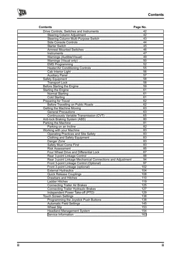 JCB 8250 Operating & Maintenance Manual PDF
