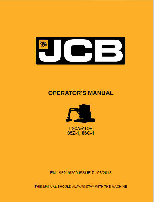 JCB 85Z-1 & 86C-1 Excavator Operator Manual PDF Download