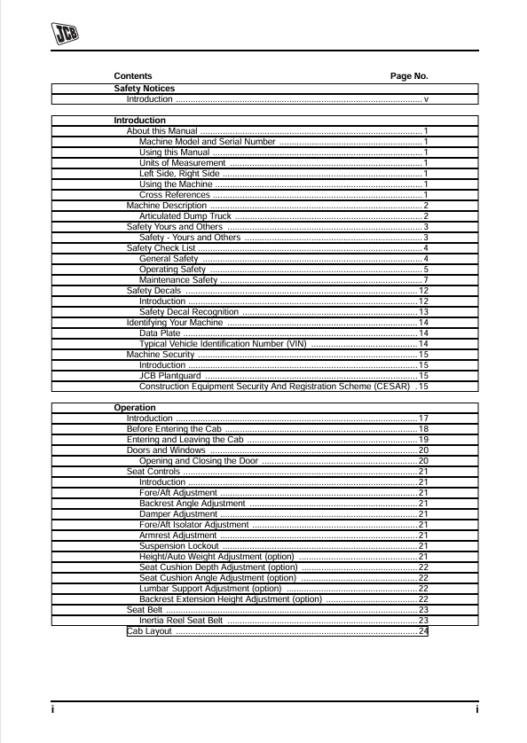 JCB ADT 722 Operator & Service Manual PDF