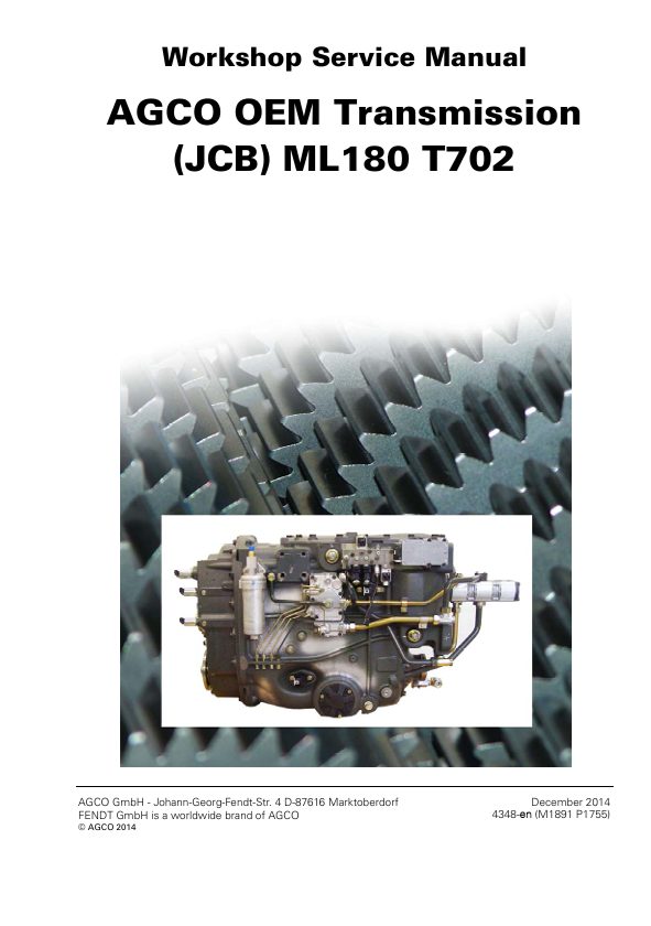 JCB AGCO OEM Transmission ML180 T702 Workshop Service Manual