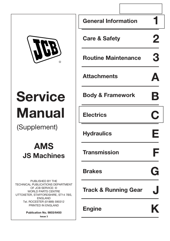 JCB AMS JS Machine Supplement Service Manual PDF