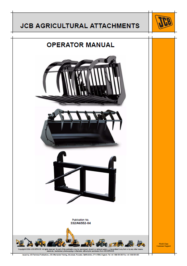 JCB Agricultural Attachment Operator Manual PDF