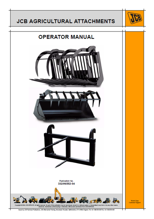 JCB Agricultural Attachment Operator Manual PDF
