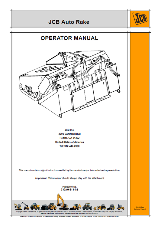 JCB Auto Rake Operator Manual PDF Download