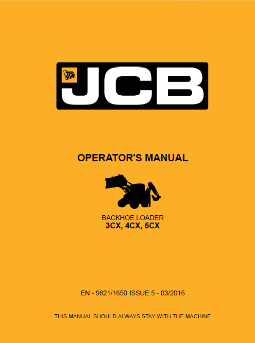 JCB Backhoe Loader 3CX, 4CX, 5CX Operator Manual PDF Download