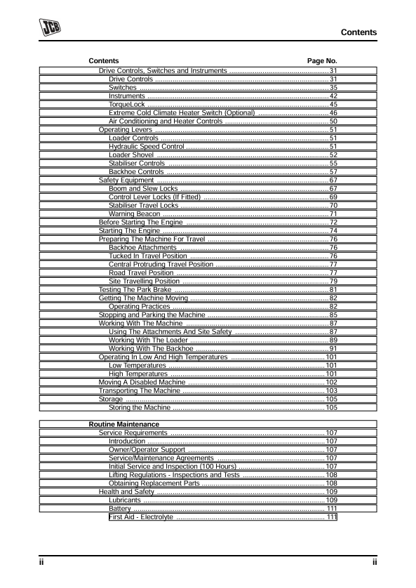 JCB Backhoe Loader 3CX 4CX Operating Manual PDF