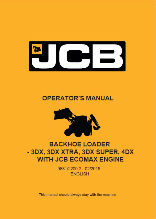 JCB Backhoe Loader 3DX, 3DX Xtra, 3DX Super, 4DX Operator Manual PDF