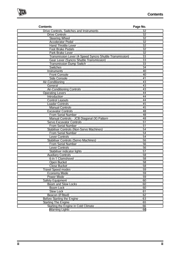 JCB Backhoe Loader 3DX & 4DX Ecomax Engine Operator Manual PDF