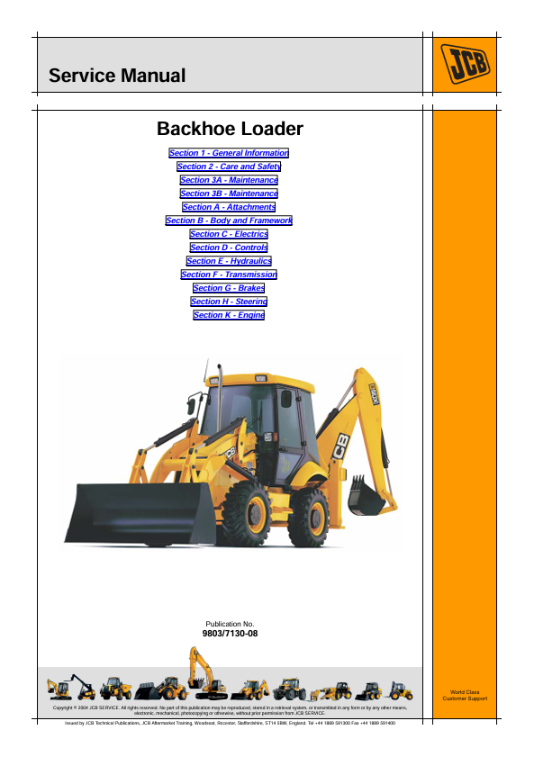 JCB Backhoe Loader Service Manual PDF Download