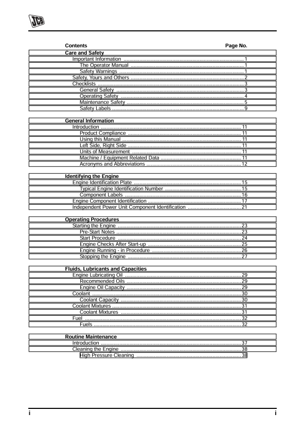 JCB Dieselmax Mechanical Engine Operator Manual PDF