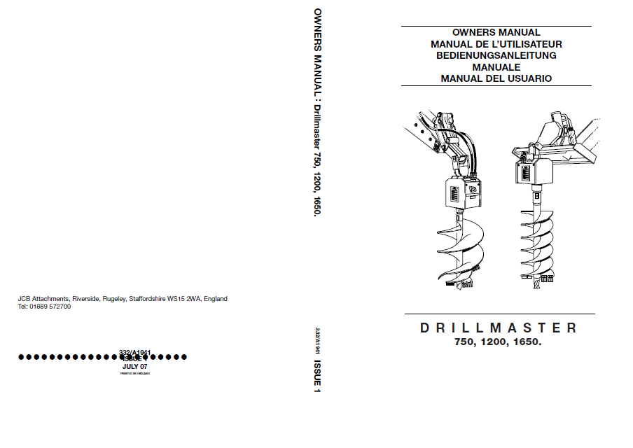 JCB Drillmaster 750, 1200, 1650 Operator Manual PDF