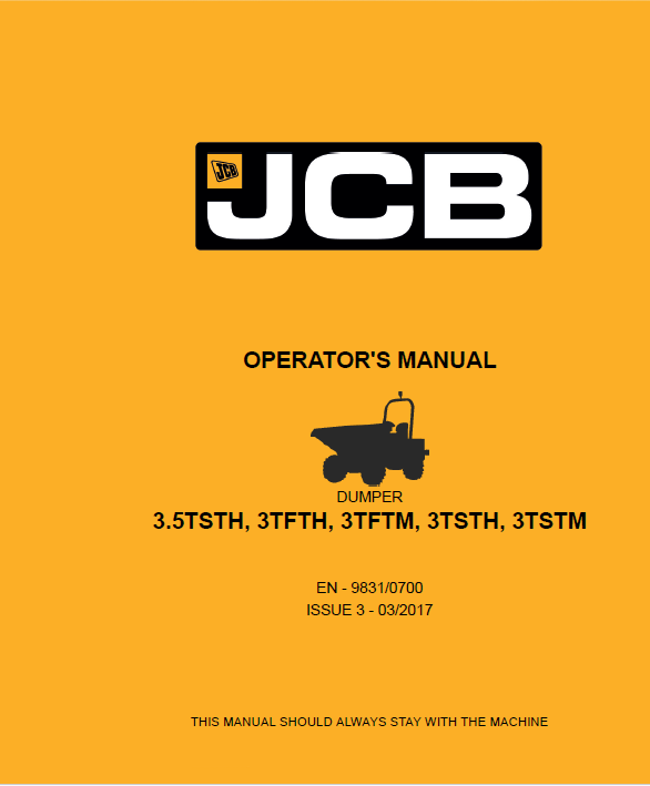 JCB Dumper Operator Manual PDF | 3.5TSTH, 3TFTH, 3TFTM, 3TSTH, 3TSTM