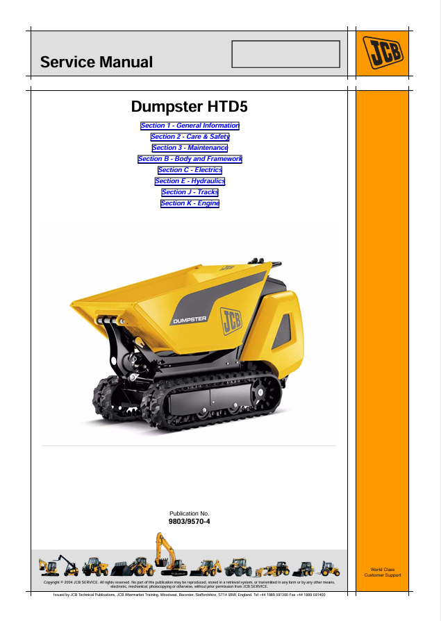 JCB Dumpster HTD5 Service Manual PDF Download