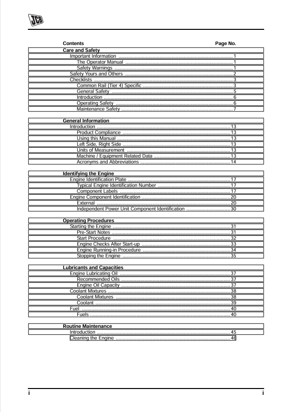 JCB ECOMAX Engine T4i 68-129kW & T4 55kW Manual PDF