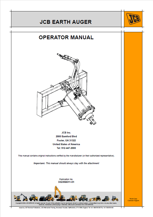 JCB Earth Auger Operator Manual: Official PDF Download