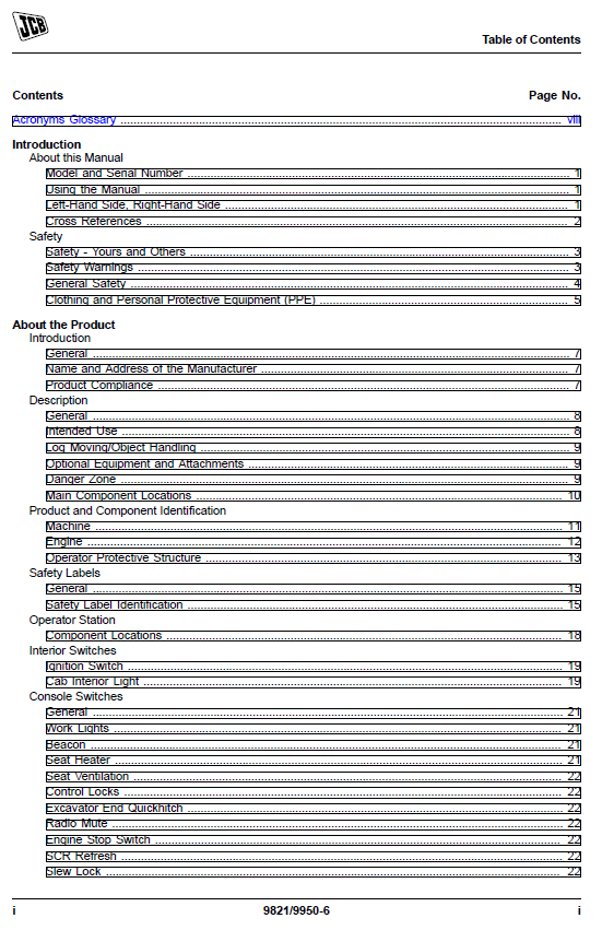 JCB Excavator JS115, JS130, JS200, JS220 Operator Manual PDF