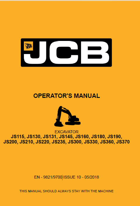 JCB Excavator JS Series Operator Manual PDF Download
