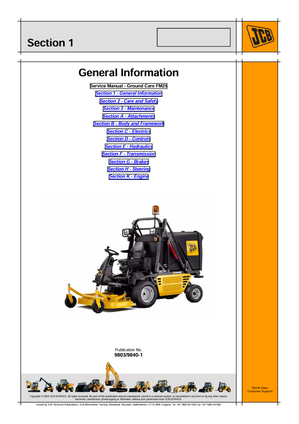 JCB FM25 Repair and Workshop Service Manual PDF