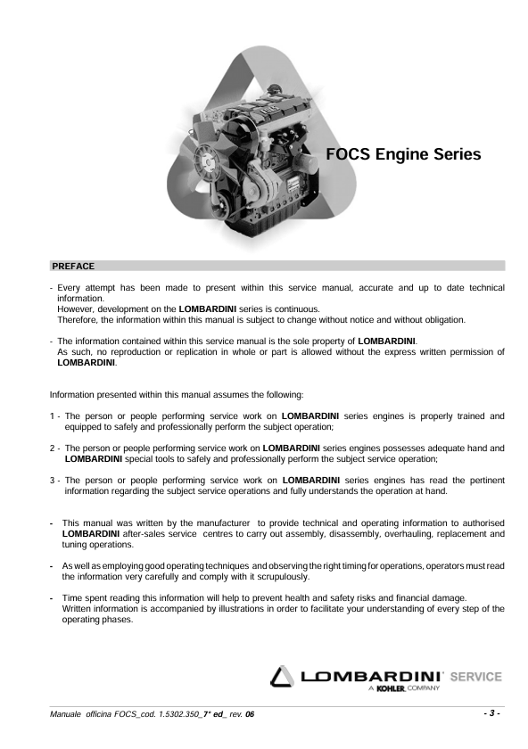 JCB FOCS Engine Service and Repair Manual PDF