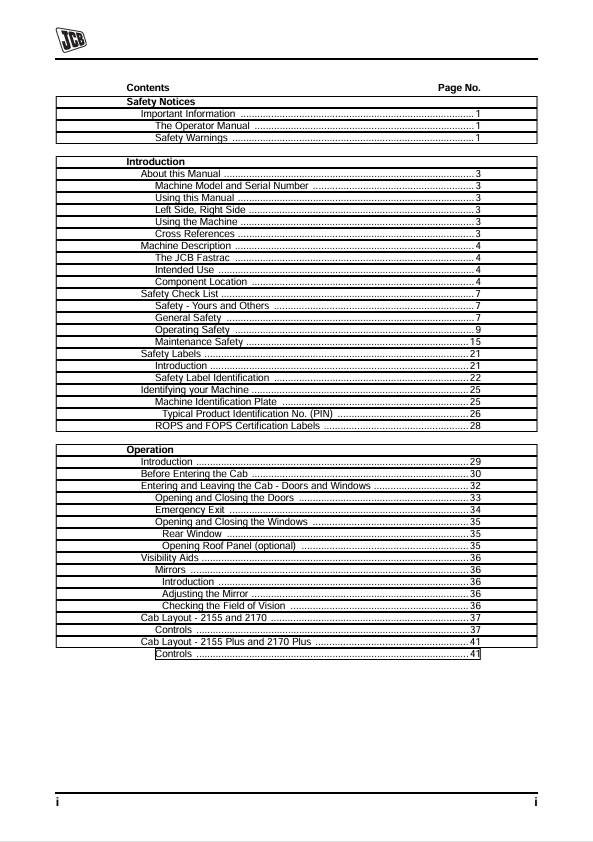 JCB Fastrac 2155 & 2170 Operator Manual 