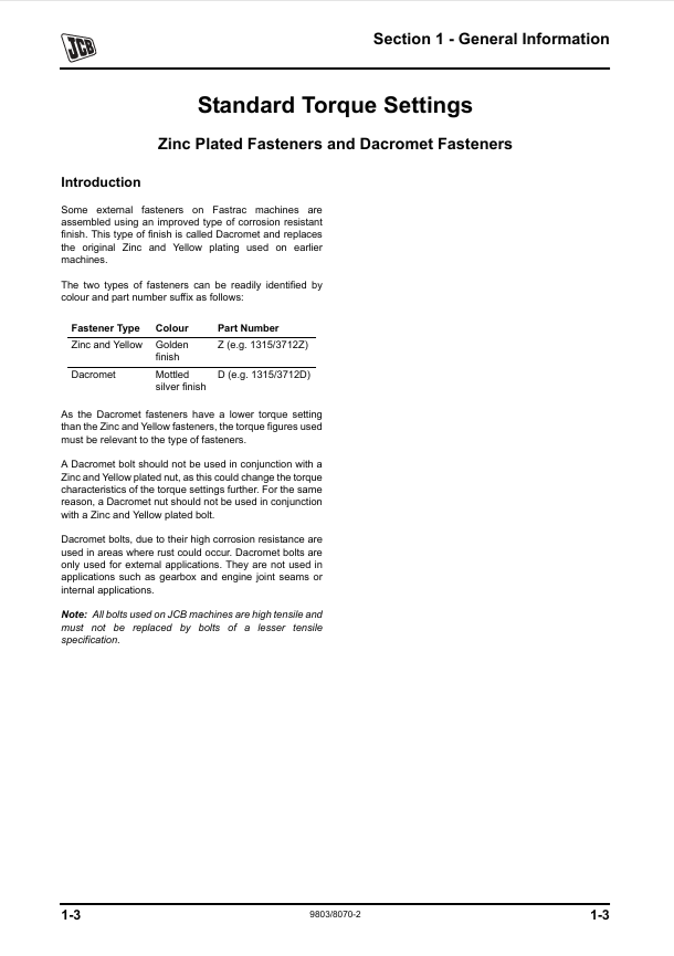 JCB Fastrac 8250 Technical Service Manual – PDF