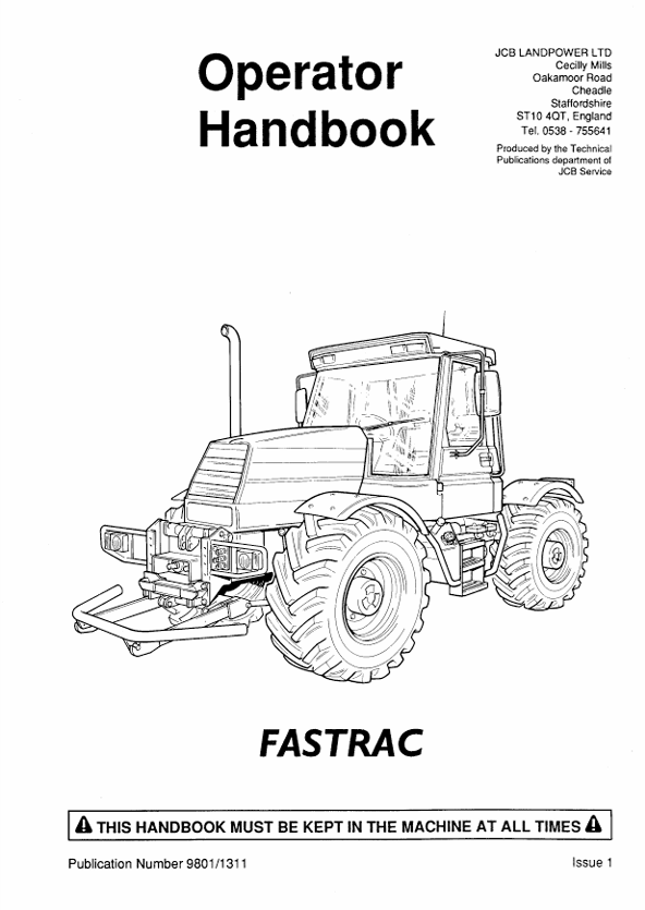 JCB Fastrac Operator Handbook Manual 