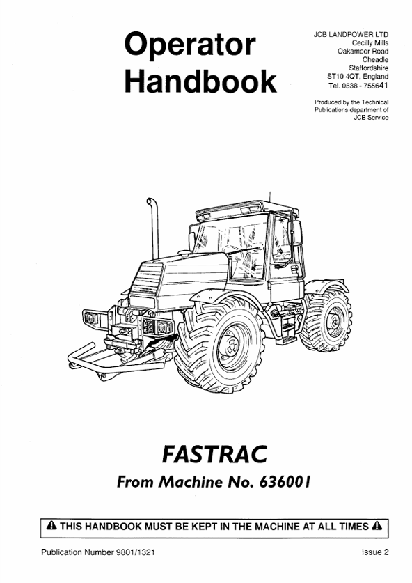JCB Fastrac Operator Handbook Manual PDF