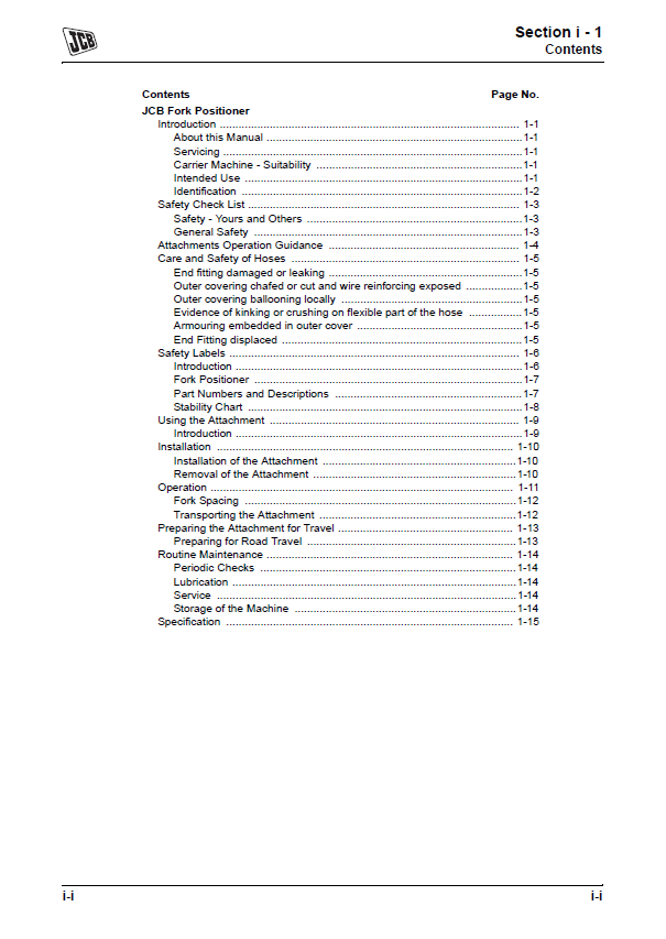 JCB Fork Positioner User & Operator Guide (PDF)