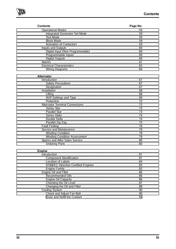 JCB G8X to G45QX Generator Set Manual PDF Download