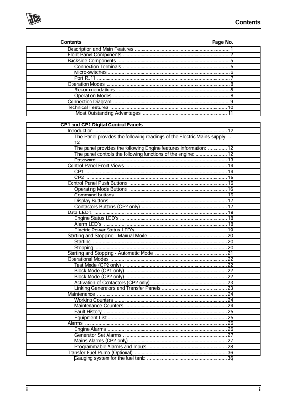 JCB Generator Control Panel Repair and Maintenance Manual PDF