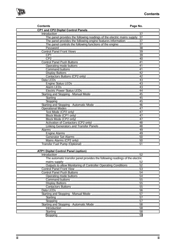 JCB Generator G8X to G45QX Operating & Maintenance Manual