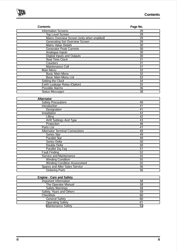 JCB Generator Set G110X G110QX G120X G120QX Operator Manual PDF