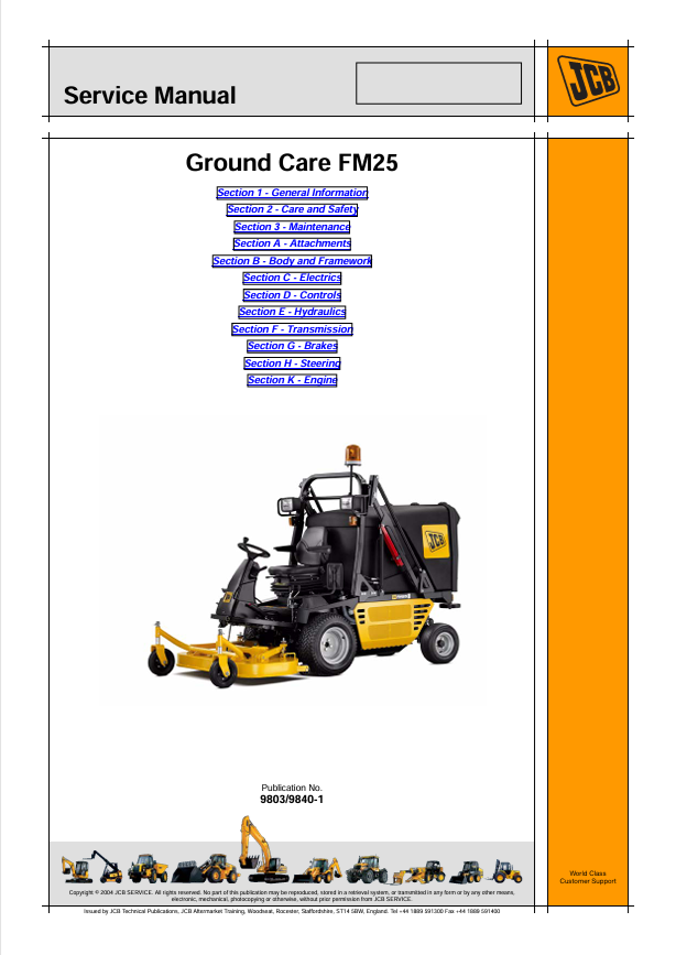 JCB Ground Care FM25 Service Manual PDF Download