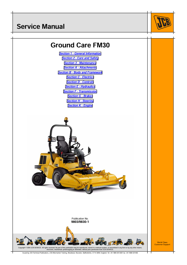 JCB Ground Care FM30 Service Manual PDF Download