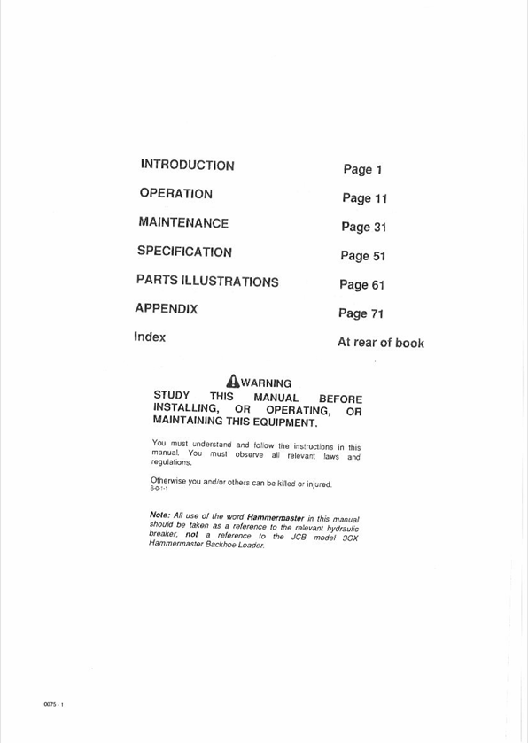 JCB Hammermaster 260 & 260L Service Manual PDF