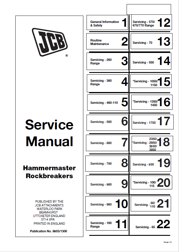 JCB Hammermaster Rockbreaker Service Manual PDF 