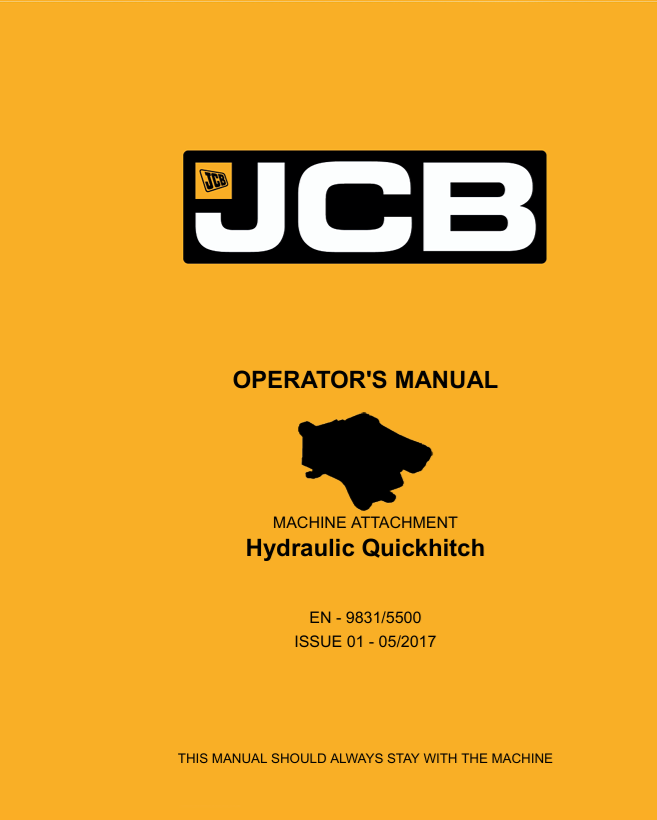 JCB Hydraulic Quickhitch Machine Attachment Operator Manual PDF