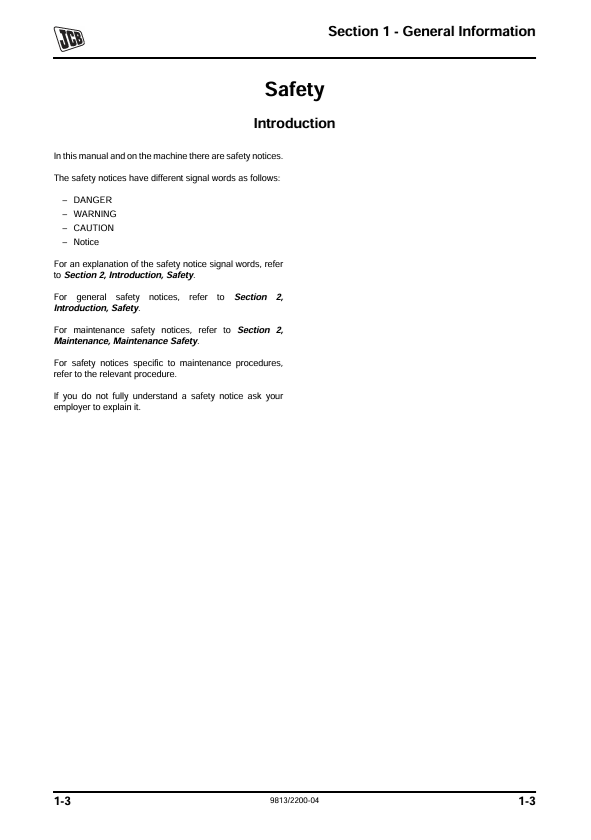 JCB JS100 Tracked Excavator Technical Repair Manual PDF
