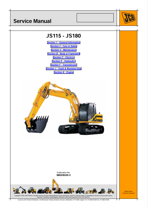 JCB JS115 - JS180 Service Manual PDF Download
