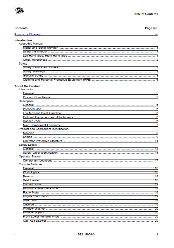 JCB JS115 - JS360 Excavator Operator Manuals PDF Collection