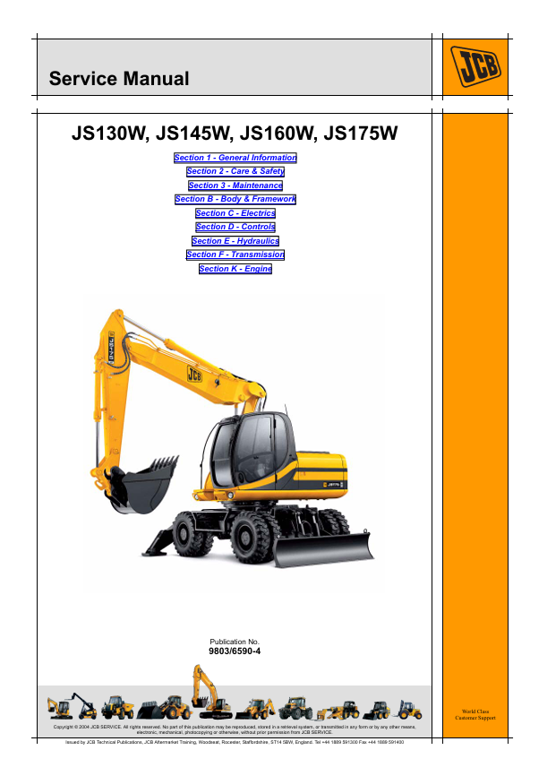 JCB JS130W, JS145W, JS160W, JS175W Service Manual PDF