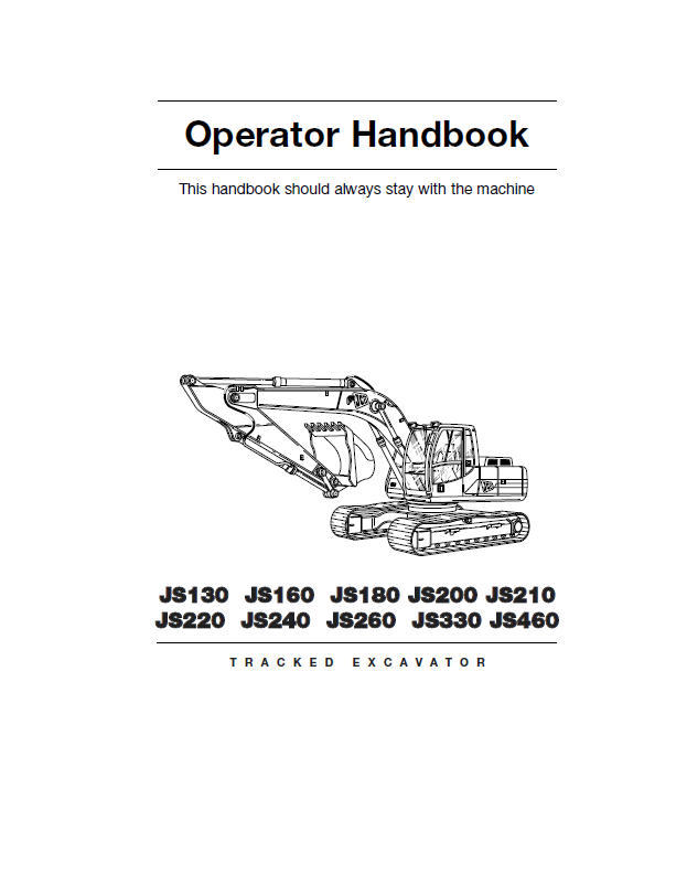 JCB JS130 JS160 JS180 JS200 JS210 JS220 Excavator Operator Manual PDF