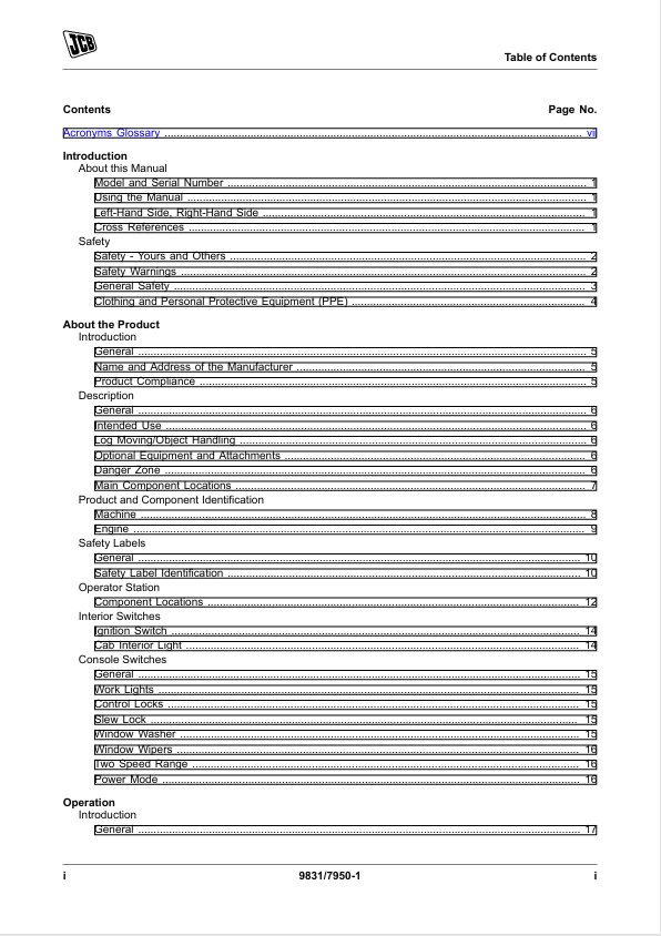 JCB JS140 JS205 JS215 Excavator Operation Manual PDF