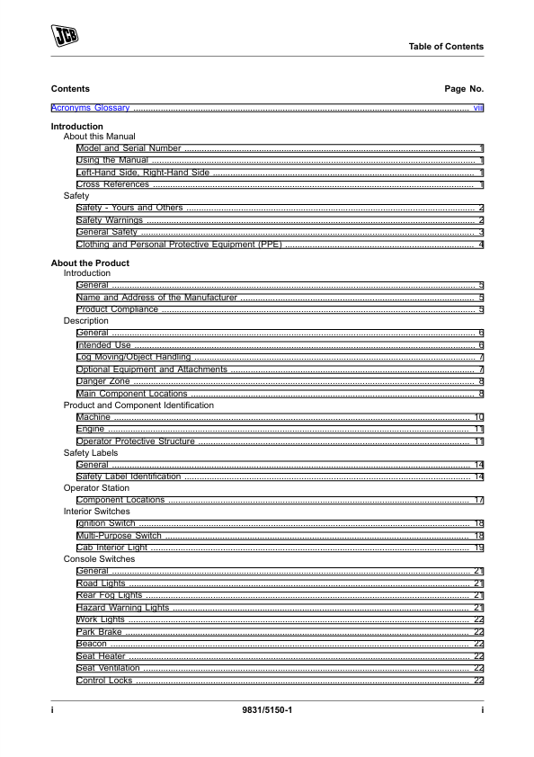 JCB JS145W JS160W JS20 MH Operator Manual PDF
