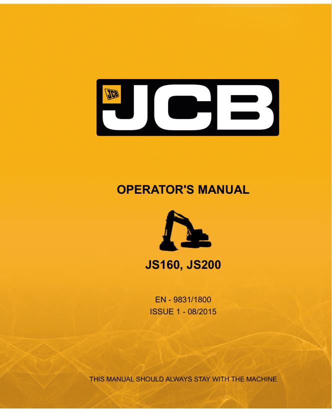 JCB JS160 & JS200 Operator Manual PDF