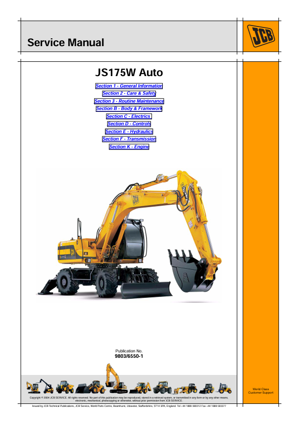 JCB JS175W Auto Service Manual PDF Download