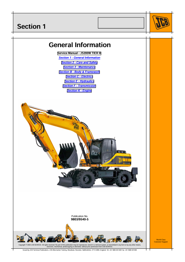 JCB JS200W Tier III Repair and Maintenance Manual PDF