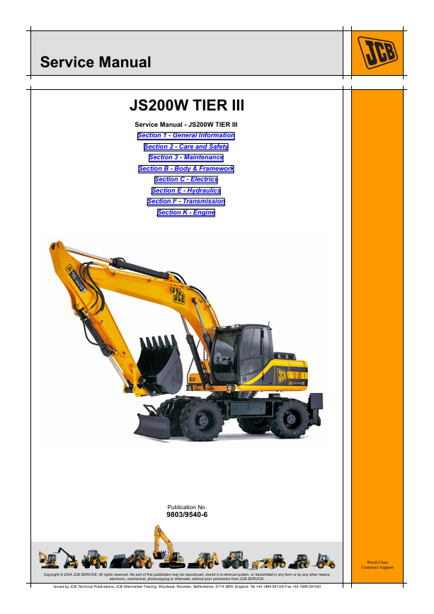 JCB JS200W Tier III Service Manual PDF Download